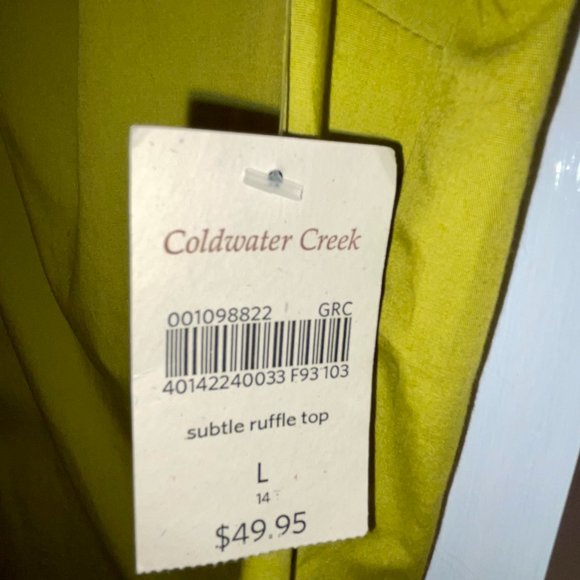 Coldwater Creek Subtle Ruffle Cap Sleeve Button-Up NWT - Picture 5 of 6